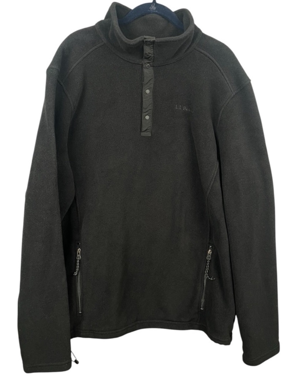 L.L.BEAN Polartec Fleece Pullover Mens XXL Tall Black Snap Neck